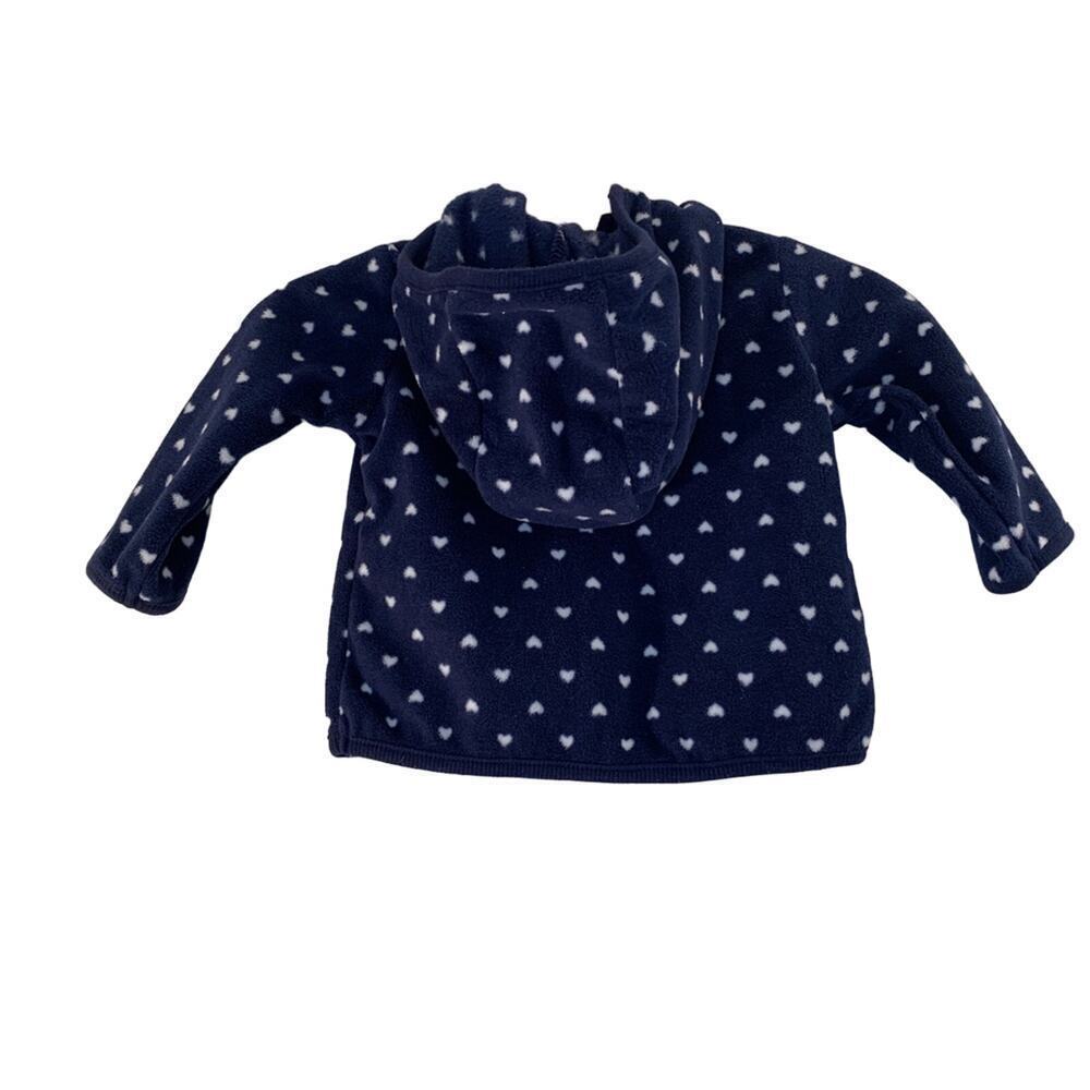 CARTER’S Girl’s Navy with White Hearts Fleece Hooded Zip Up Jacket / Size: 3 Mos - Picture 2 of 10